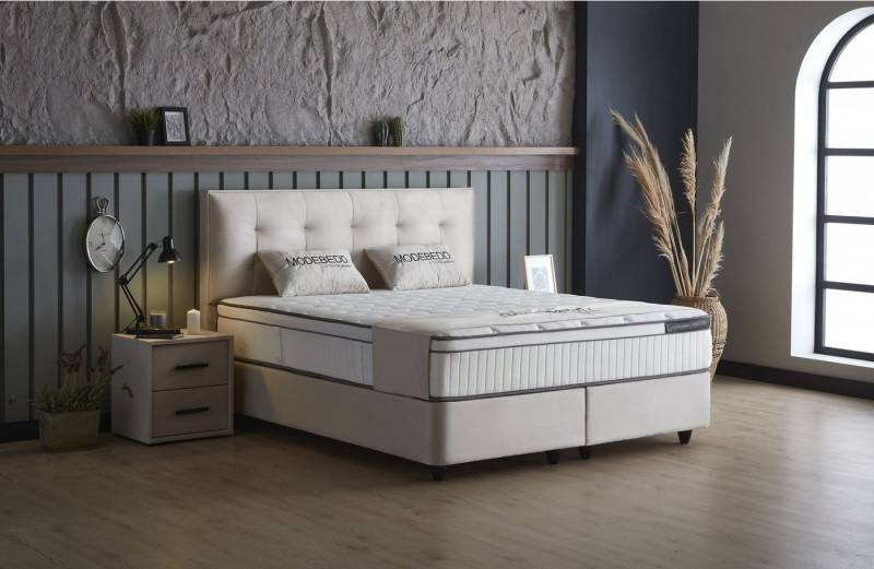 Viva Möbel Boxspringbett MODE (120 x 200 cm, ohne Nachttisch, 3-St), Boxspringbett mit Stauraum - mit platzsparender Funktion von Viva Möbel