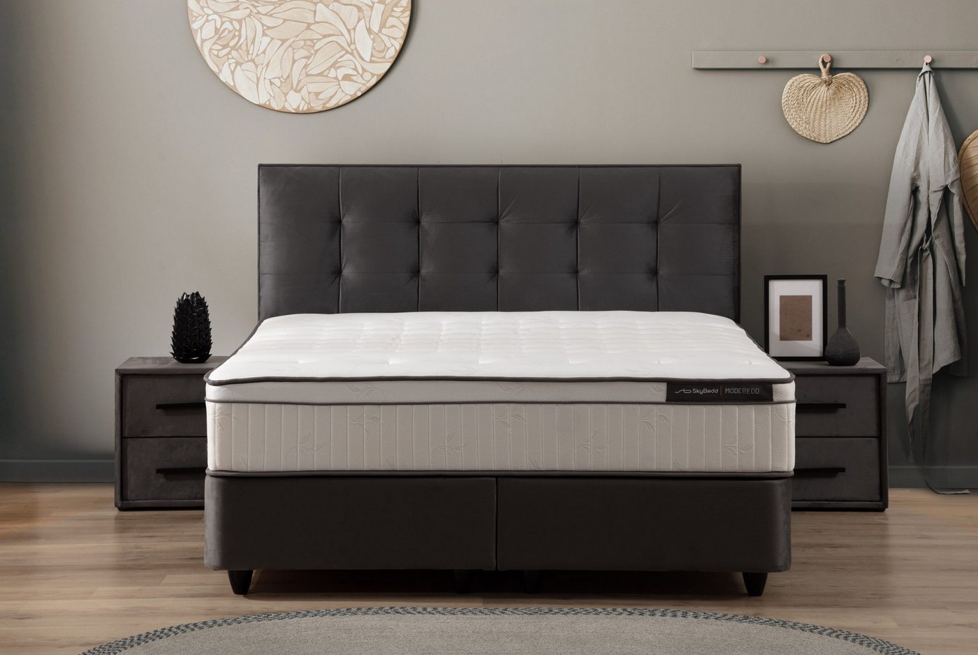 Viva Möbel Boxspringbett MODE (120 x 200 cm, 2 x Nachttische, 6-St), Raumsparbett mit Stauraum - luxuriös und funktional von Viva Möbel