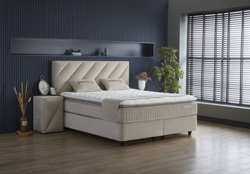 Viva Möbel Boxspringbett SHINE (90 x 200 cm, ohne Nachttisch, 3-St), Funktionales Boxspringbett - luxuriös und funktional von Viva Möbel