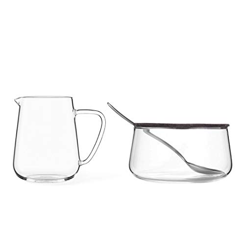 Milch und Zucker-Set aus Glas mit Edelstahl-Löffel, sehr leicht und dünnwandig, bleibt klar von Viva Scandinavia