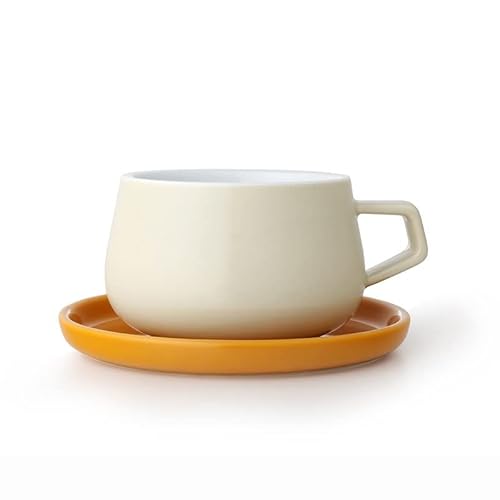 Teetasse oder Kaffee-Tasse mit Untertasse, aus Porzellan, mit Henkel, 0.3 Liter, Cream von Viva Scandinavia