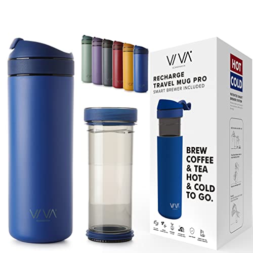 Viva Scandinavia Recharge ﻿Premium Thermobecher für Kaffee und Tee, ﻿auslaufsicher, ﻿Thermoskanne to go, Recharge Pro, Blau, 460ml﻿ von Viva Scandinavia
