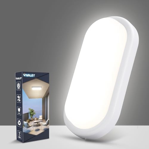 VivaLet LED Kellerlampe 18W 1800LM Wandlampe, Ovalleuchte Deckenleuchte Deckenlampe Neutralweiß 4000K, Außenlampe IP54 Feuchtraumleuchte Wandleuchte für Treppe Keller Flur Garten Badzimmer Garage von VivaLet