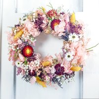 Bunter Strohblumenkranz Trockenblumenkranz Trockenblumendekoration Tischdekoation Türkranz Geschenkidee von VivalafloraDE