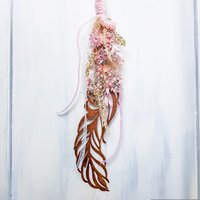 Rostdekoration "Feder" Mit Trockenblumendeko, Vintage, Wohndeko, Strohblumen, Geschenkidee, Wanddeko, Rostdeko, Türdeko von VivalafloraDE