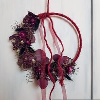 Roter Trockenblumenloop Türkranz Trockenblumenring Trockenblumenkranz Trockenblumendeko Boho Strohblumen Kranz Türdeko Wanddeko Geschenkidee von VivalafloraDE