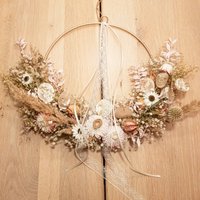 Trockenblumenloop Türkranz Trockenblumenring Trockenblumenkranz Trockenblumendeko Boho Strohblumen Ring Kranz Türdeko Wanddeko Geschenkidee von VivalafloraDE