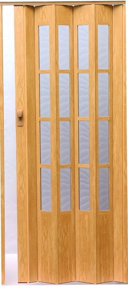 Vivaldi Falttür Schiebetür eiche hell Fenster Schloss H. 203 cm B. bis 86 cm glass280 (1 Packung Karton, 1-St., 1 Set), teils vormontiert von Vivaldi