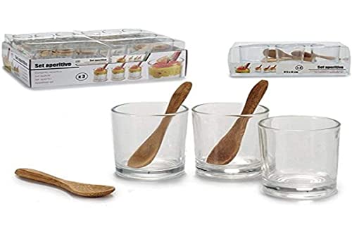 Vivalto Set mit 3 Gläsern, Glas, 3 Schalen, Bambus A von Vivalto