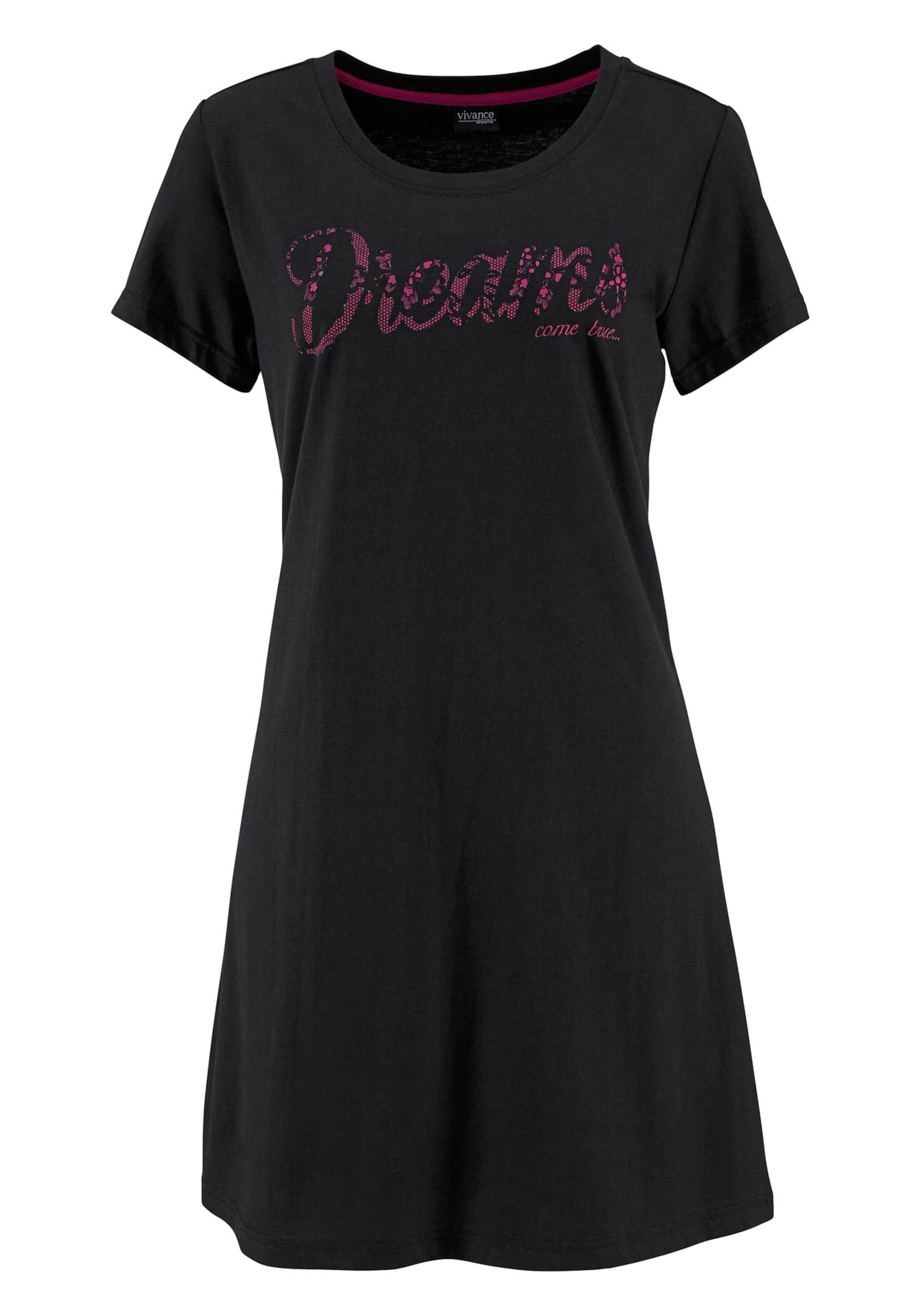 Sleepshirt in pink, schwarz von Vivance Dreams von Vivance Dreams