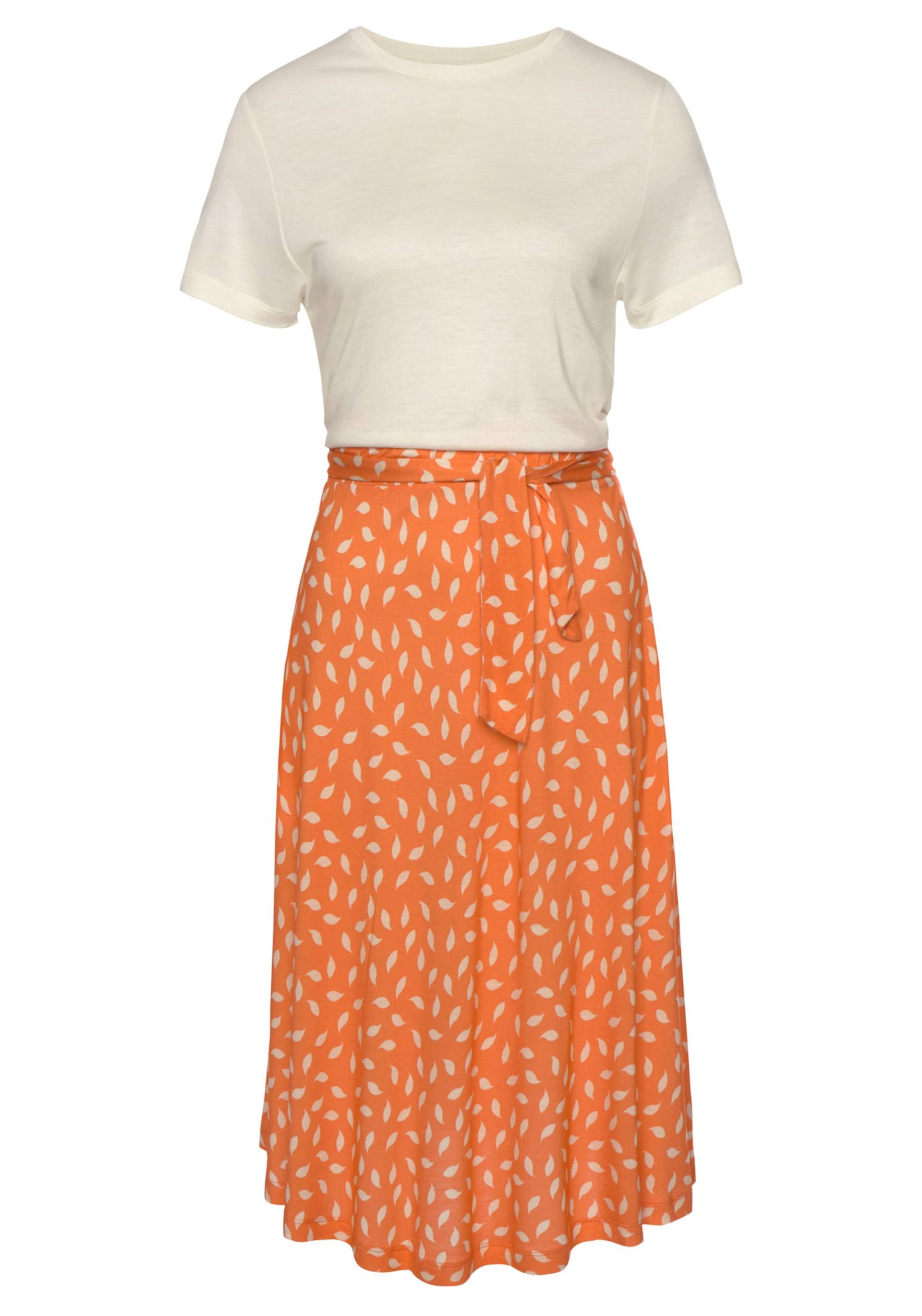 Jerseykleid in orange-creme bedruckt von Vivance von Vivance