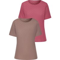 Vivance Kurzarmshirt "mit modischem Ajour-Muster", (2er-Pack), aus weicher Baumwoll-Qualität von Vivance