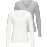 Vivance Langarmshirt 2er-Pack, aus weichem Pointelle-Strick mit Spitze von Vivance
