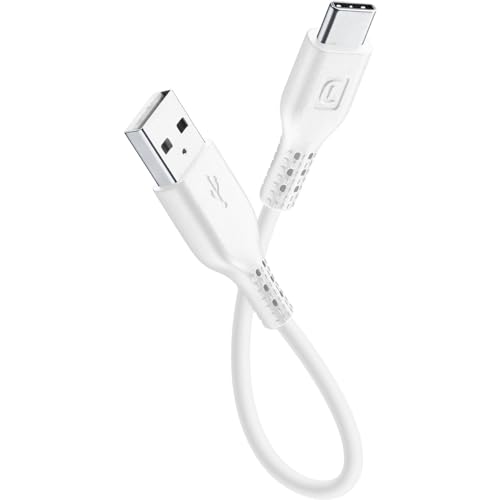 Vivanco 38567 0.15 m USB auf USB C Stecker männlich weiß – USB-Kabel (0,15 m, USB A, USB C, 2.0/3.0 (3.1 Gen 1), männlich/männlich, weiß) von cellularline