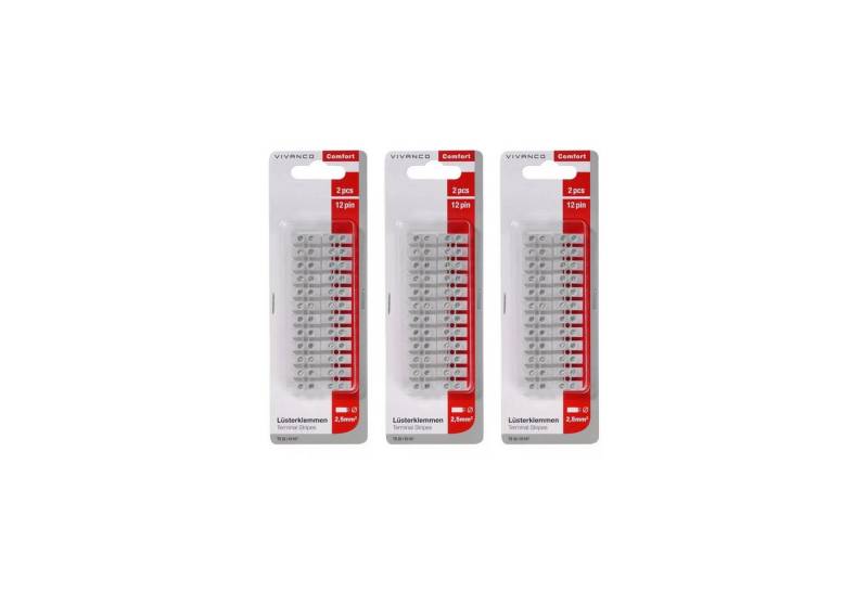 Vivanco Lüsterklemme [6ERPACK] Lüsterklemmen Listerklemmen Verbindungsklemmen, 6-tlg., bis 2,5mm² 12polig von Vivanco