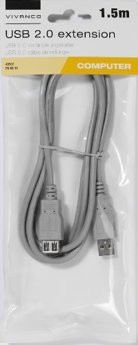 Vivanco PB UE 15 USB 2.0 Verlängerungskabel (Stecker A auf Kupplung A, 1,5m) grau von Vivanco