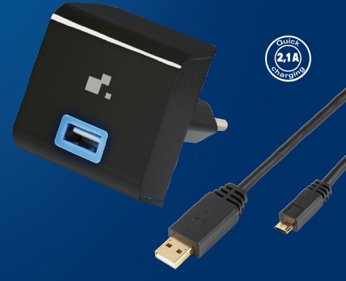 Vivanco TT-PO AC MICRO Tabtools Universal Reise Netz-Ladegerät mit microUSB Sync Kabel für Tablet/Smartphone schwarz von Vivanco