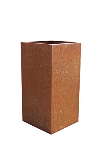 Vivanno Blumenkübel Pflanzkübel Pflanzsäule Cortenstahl Metall Eckig Block, Rostbraun (40x40x80 cm) von Vivanno