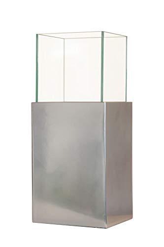 Deko-Windlicht Kerzenhalter Laterne Vier-Eckig CANDELITA - Silber Metallic 20x20x45 von Vivanno