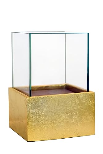 Deko-Windlicht Kerzenhalter viereckig CANDELITA - Gold Hochglanz 20x20x29 von Vivanno
