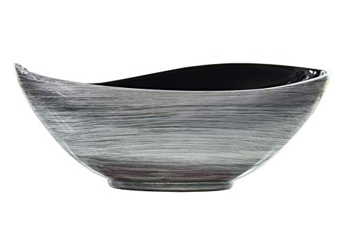 Vivanno Dekoschale Schale Pflanzschale Mondana 16 x 39 x 20 cm, Silber Schwarz Hochglanz von Vivanno