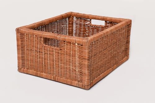 Flechtkorb Aufbewahrungskorb für Regale & Ordnung, Robustes Design, Braun, 19x41x34cm Natur Rattan von VIVANNO