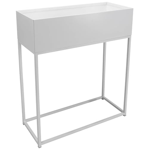 Pflanzbox Hochbeet Dekobox pulverb. Stahlblech Style 78x60x25 cm, Weiß Matt von Vivanno