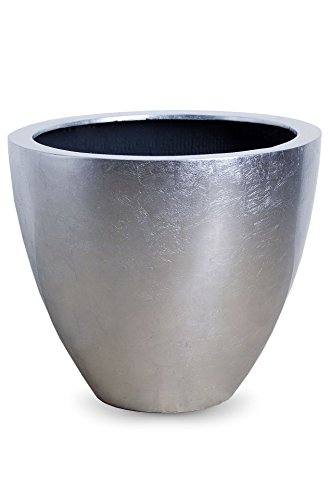 Vivanno Pflanzkübel Pflanzgefäß Blumenkübel exklusiv Fiberglas Silber Olivia - 45 x 50 cm von Vivanno