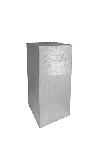 Vivanno Podest Deko-Säule Stele Blumenständer Fiberglas Silber Hochglanz 30x30x60 von Vivanno