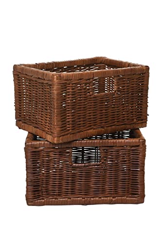 Regalkorb Schrankkorb Korb Billy-Regal Rattan Braun BASKO (2er Set 20x35x25) von Vivanno