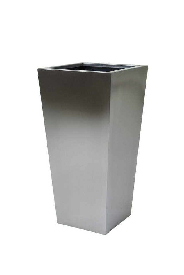 VIVANNO Pflanzkübel Edelstahl CLASSIC Säule, Silber Gebürstet 35x35x70 cm von Vivanno
