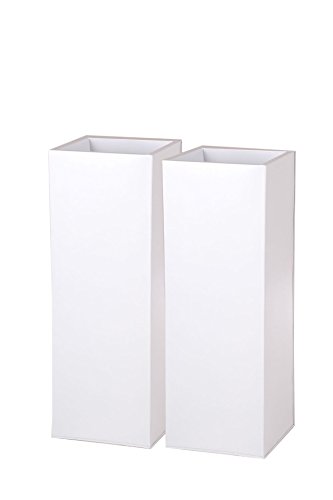 Vivanno 2er Set Zink Blumenkübel Pflanzkübel Block 65 cm, Weiß von Vivanno