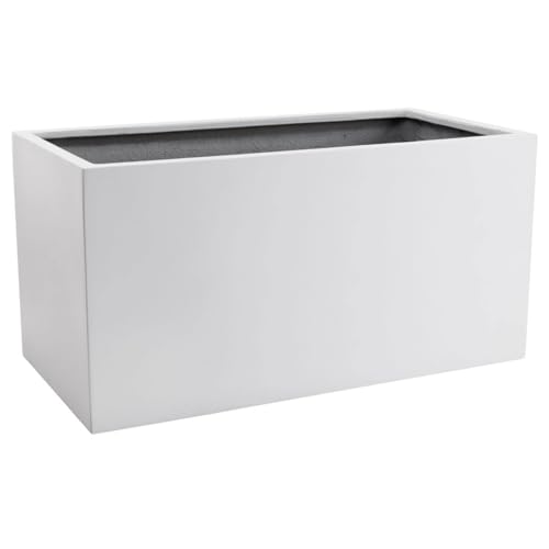 VIVANNO Pflanztrog Pflanzkübel Pflanzgefäße Übertöpfe Blumentöpfe a. Fiberglas Maxi Weiss 60x30x30 cm von VIVANNO