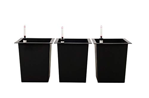Vivanno Blumenkübeleinsatz aus Kunststoff mit Bewässerungsset - 29x29x32 cm - schwarz - 3er Set von Vivanno