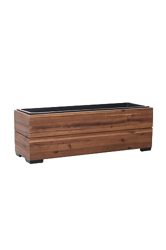 Vivanno Pflanzkasten Blumenkasten Holz KAJIX Braun mit Einsatz - 82x21x21 von Vivanno