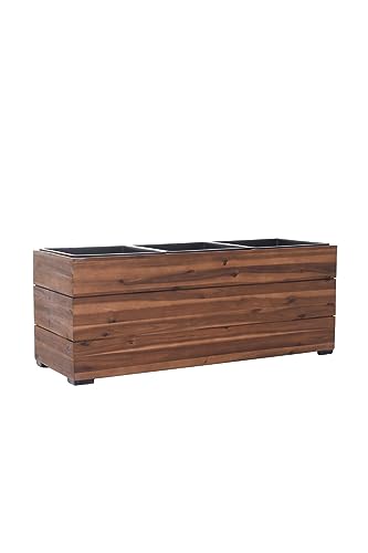 Vivanno Pflanzkübel Blumenkübel Holz Maxi Braun mit Einsätzen - 91x33x35 von Vivanno