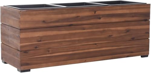 VIVANNO Pflanzkübel Blumenkübel Holz Maxi Braun mit Einsätzen - 91x33x35 von VIVANNO