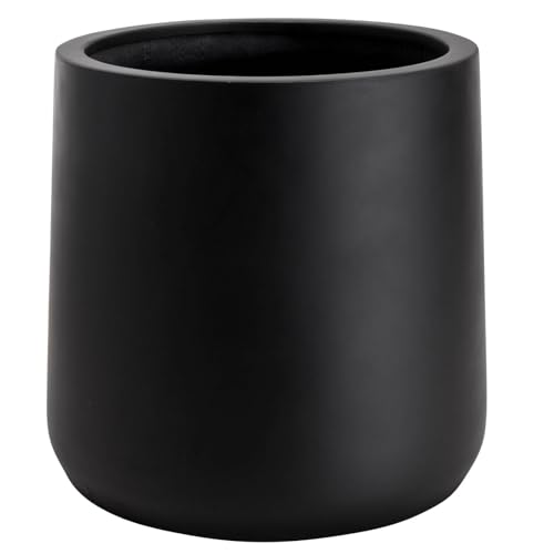 VIVANNO Großer Pflanzkübel in Schwarz Matt, Wetterfest, Frostsicher, für Innen und Außen, Fiberglas, 40x38 cm von VIVANNO