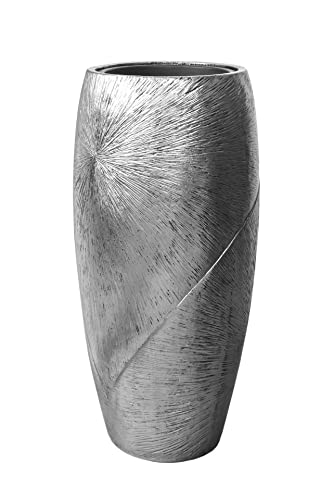 VIVANNO Pflanzkübel Pflanzgefäß exklusiv Fiberglas Royal, Silber Schwarz 73 x 33 cm von VIVANNO