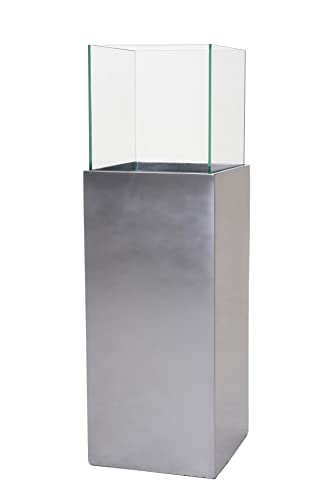 Windlicht-Säule Kerzenständer Deko-Laterne Candela Silber Metallic 80 cm hoch von Vivanno