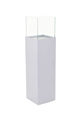 Windlicht-Säule Kerzenständer Deko-Laterne Candela Weiß Matt 100 cm hoch von Vivanno