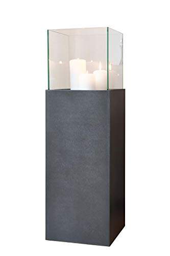 Windlicht-Säule Kerzenständer Deko-Laterne Candela Beton-Optik Anthrazit 80 cm hoch von Vivanno