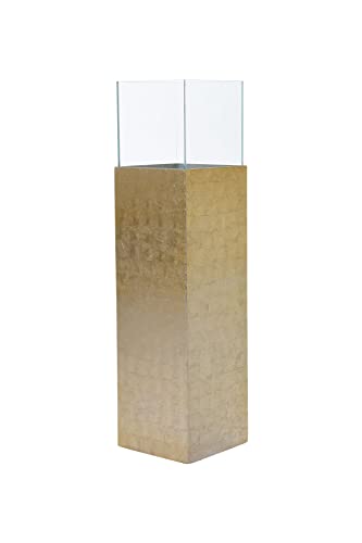 Windlicht-Säule Kerzenständer Deko-Laterne Candela Gold Hochglanz 100 cm hoch von Vivanno