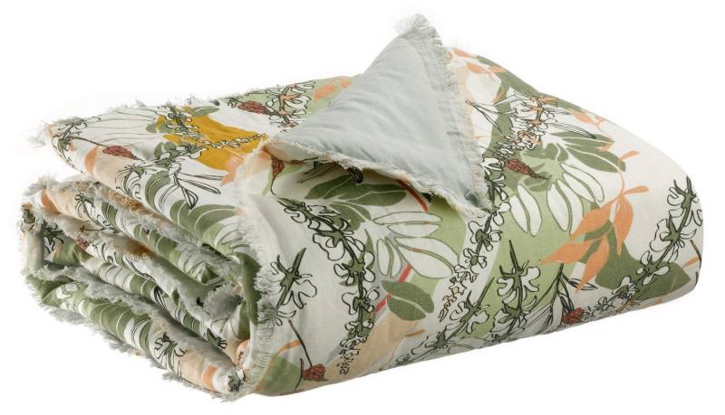 Wohndecke hochwertige Decke aus 50% Leinen/50% Baumwolle, Vivaraise, leicht gesteppt, Rückseite 100% Baumwolle, 135x200cm von Vivaraise