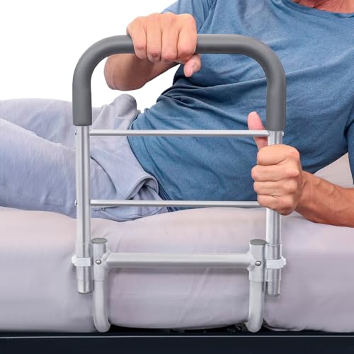 Vive Bed Rail - Compact Assist Railing for Elderly Seniors, Handicap, Kids - Standing Bar Handle with Fall Prevention Guard - Adjustable Bedrail Cane fits King, Queen, Full, Twin - Stability Grab Bar von Vive
