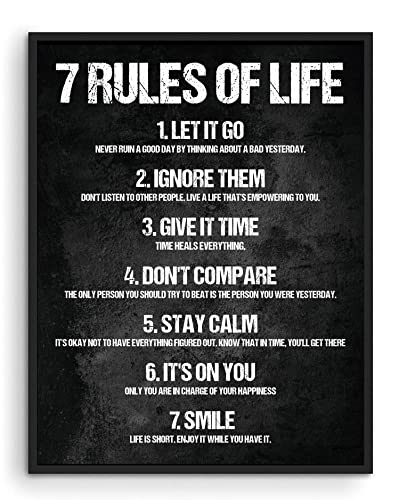 Vivegate 7 RULES OF LIFE Wall Art Decor - 14"X11" 7 Rules Of Life Wall Decor Printed on Premium Cardstock von Vivegate