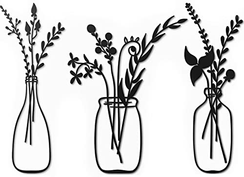 Vivegate Metall Blumenvase für Küche - 3 Große Metall Vase Dekor Wand Minimalistische Blumendekor Küche Wohnzimmer Zuhause (Medium - 49X38 cm, Vase 01) von Vivegate
