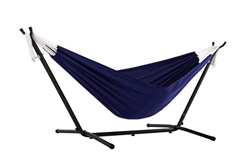 Vivere Doppel Polyester Hängematte mit Hängemattengestell 250 cm, Blue von VIVERE