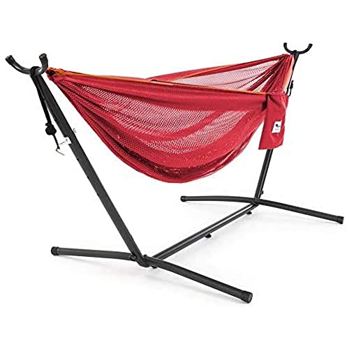 Vivere Mesh-Hängematte mit Gestell (280 cm) - Punsch/Pfirsich von VIVERE