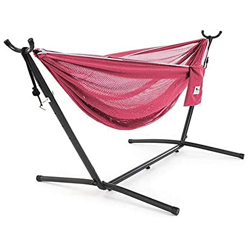 Vivere Mesh-Hängematte mit Gestell (280 cm) - Rose/Celeste von Vivere